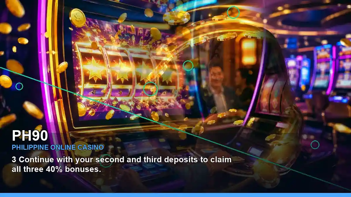 PH90 Philippines casino guide featuring mobile game access, layered game visuals and an adult Philippine casino host